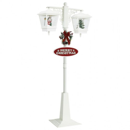 Julegadelampe med julemand 81x40x188 cm PVC hvid og rød