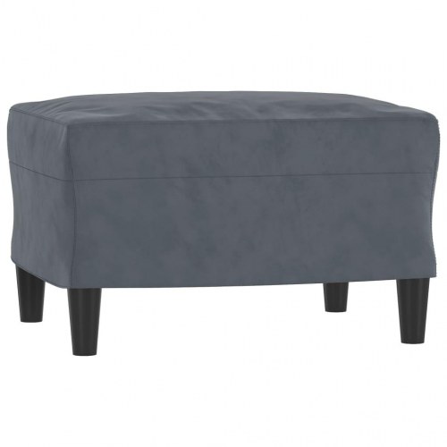 3-personers sofa med fodskammel 198 cm - velour, mørkegrå