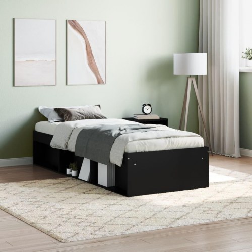 Sengeramme 75 × 190 cm - sort opbevaringsseng i træ