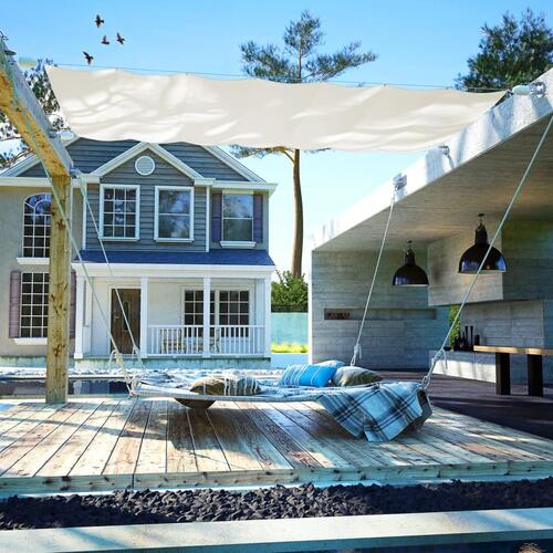 Terrassemarkise oxfordstof 140 x 420 cm cremefarvet