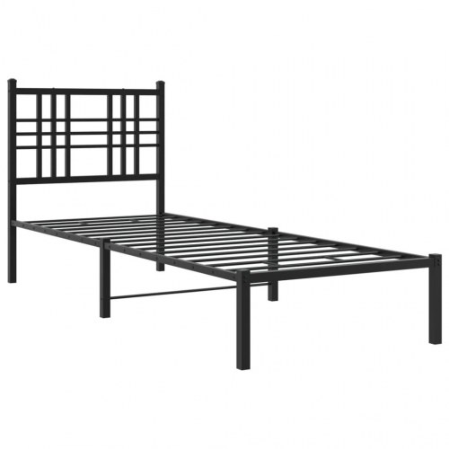 Sengeramme med sengegavl 75x190 cm metal sort