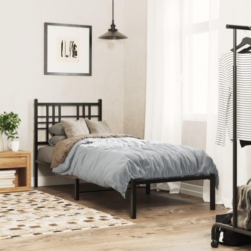 Sengeramme med sengegavl 75x190 cm metal sort