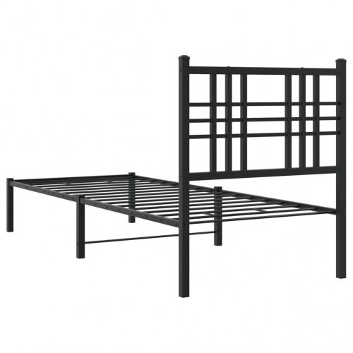 Sengeramme med sengegavl 75x190 cm metal sort