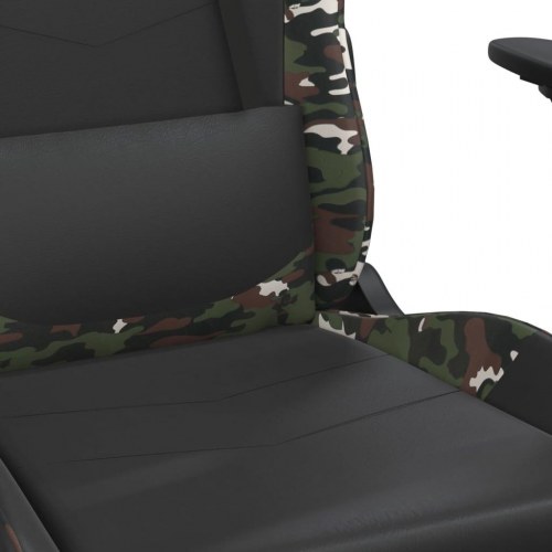 Gamingstol med massage og fodstøtte i kunstlæder - sort/camouflage