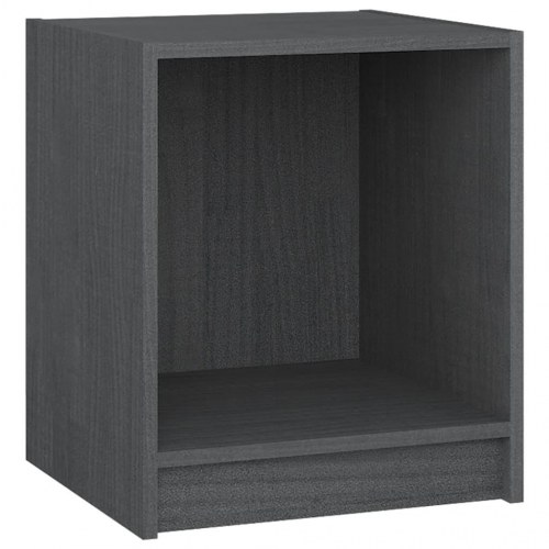Sengeborde 2 stk. 35,5 x 33,5 x 41,5 cm massivt fyrretræ - grå
