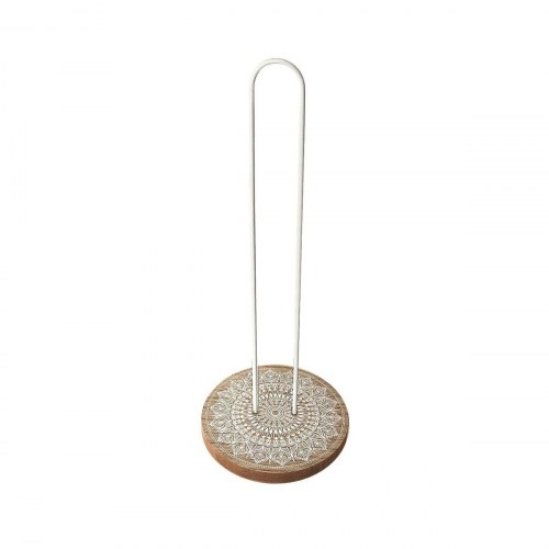 Versa Mandala køkkenrulleholder i metal og træ, 13 × 31 × 13 cm