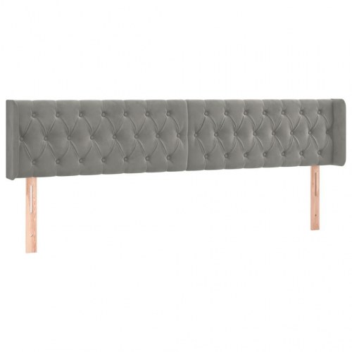 Sengegavl med kanter 203 x 16 x 78/88 cm - lysegrå