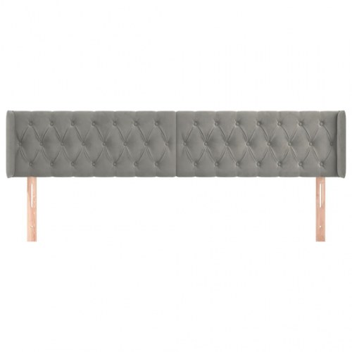Sengegavl med kanter 203 x 16 x 78/88 cm - lysegrå
