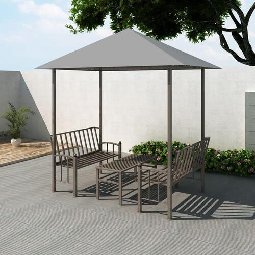 Havepavillon med bord og bænke 2,5x1,5 x2,4 m antracitgrå
