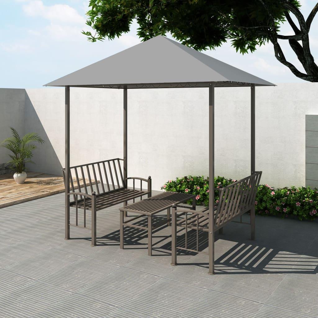 Havepavillon med bord og bænke 2,5x1,5 x2,4 m antracitgrå