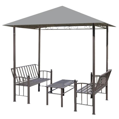 Havepavillon med bord og bænke 2,5x1,5 x2,4 m antracitgrå