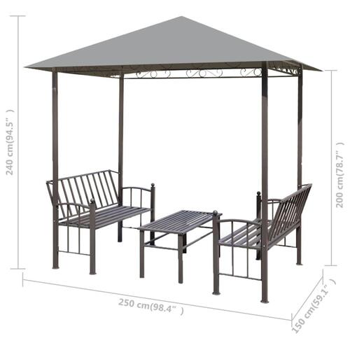 Havepavillon med bord og bænke 2,5x1,5 x2,4 m antracitgrå