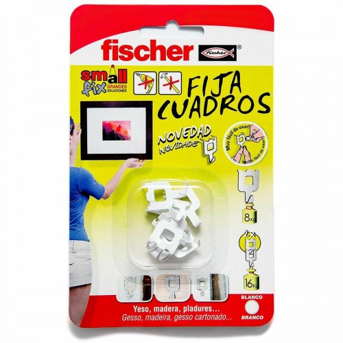 Fischer klæbekroge - 8 stk., hvid