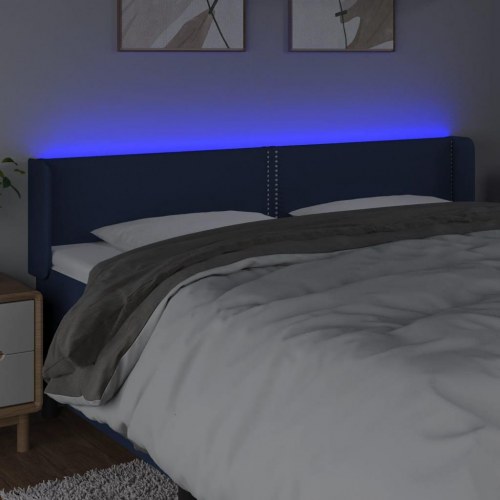 Sengegavl med LED-lys 203 x 16 x 78/88 cm - blå