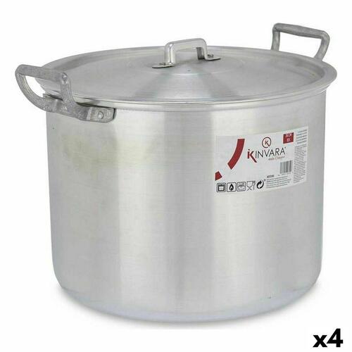 Kinvara gryde med låg - sølvfarvet aluminium, 10 l (4 stk.) 35,5 × 24 × 28 cm