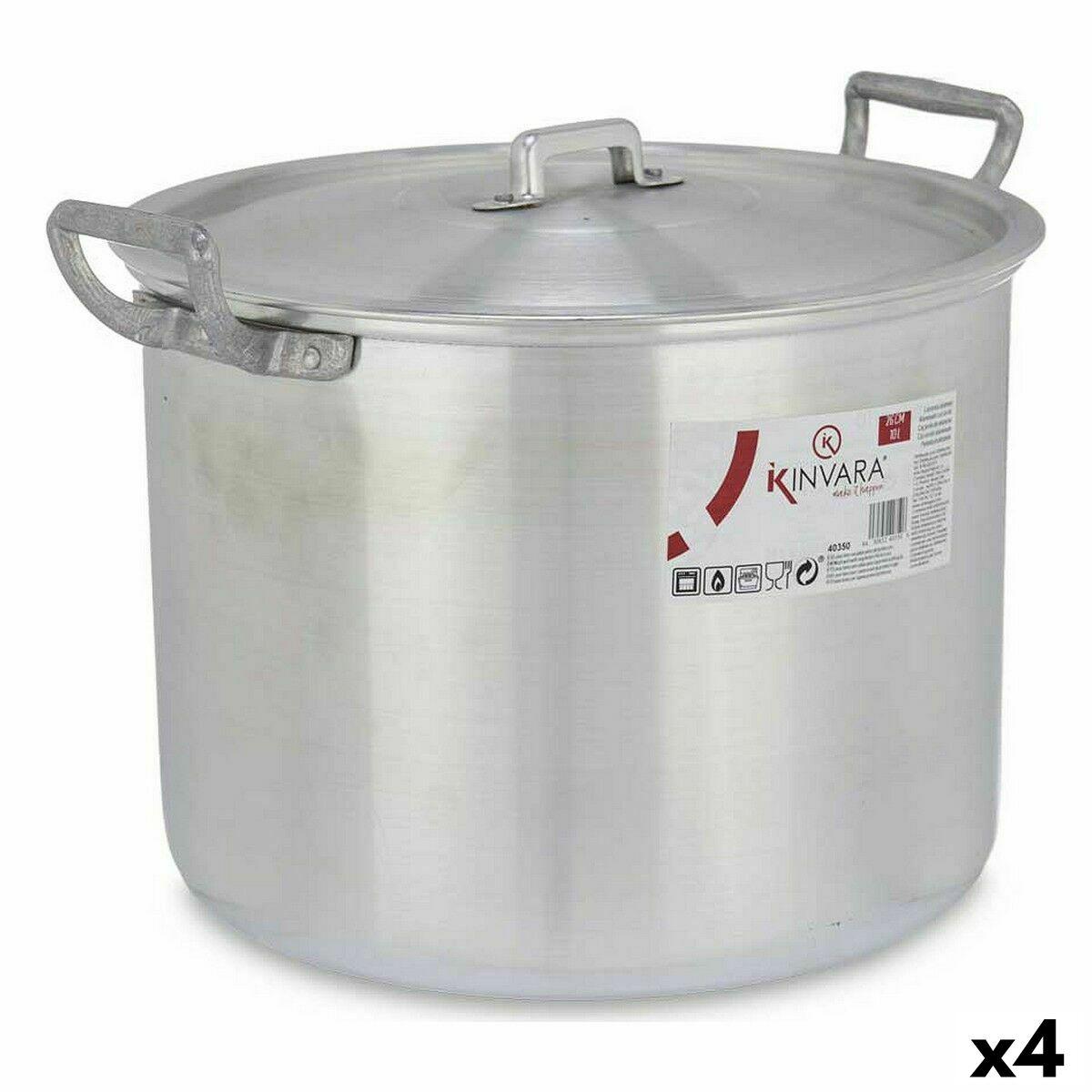 Kinvara gryde med låg - sølvfarvet aluminium, 10 l (4 stk.) 35,5 × 24 × 28 cm