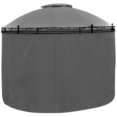 Pavillon med gardiner rund 3,5 x 2,7 cm antracitgrå