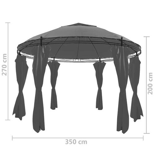 Pavillon med gardiner rund 3,5 x 2,7 cm antracitgrå