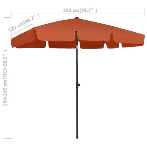 Strandparasol 200x125 cm terrakotta