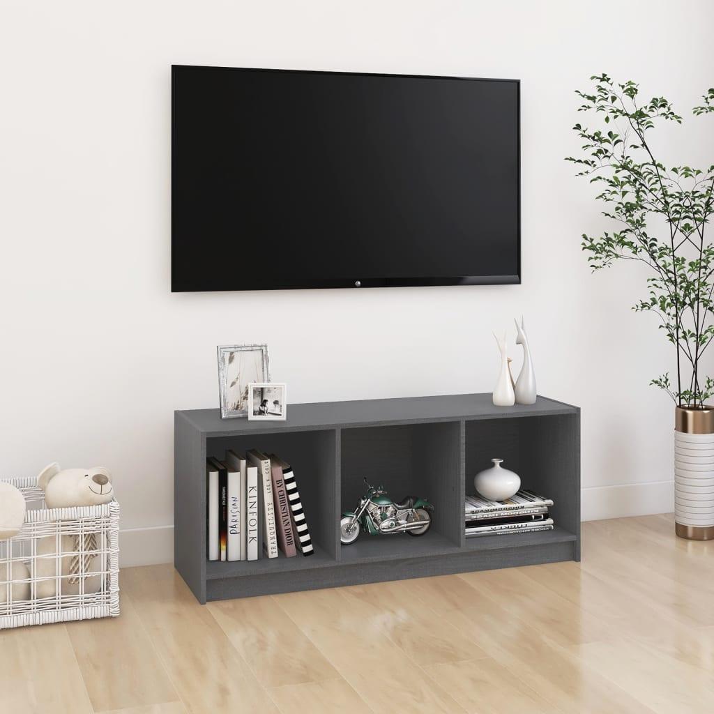 Tv-skab 104x33x41 cm massivt fyrretræ grå