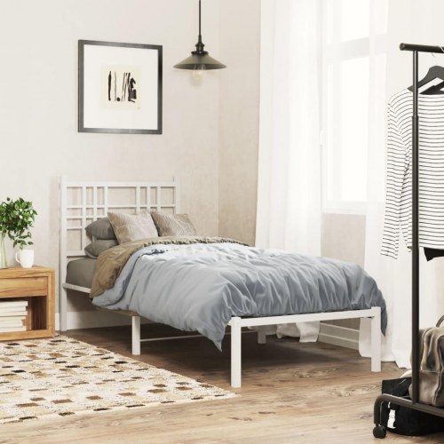 Sengeramme med hovedgærde 75 x 190 cm - hvid