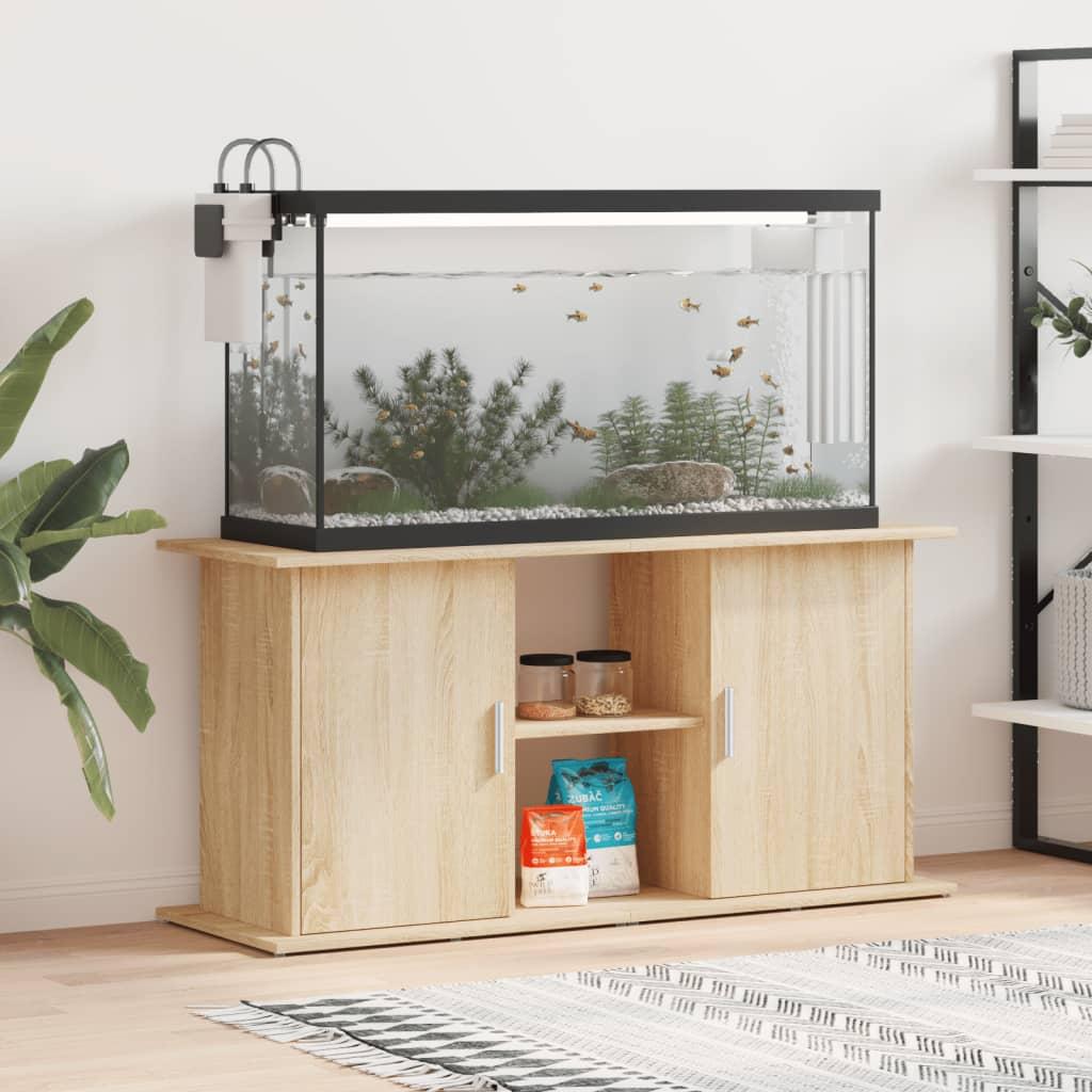 Akvariebord 121x41x58 cm konstrueret træ sonoma-eg