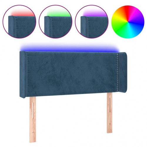 Sengegavl med LED-lys 93x16x78/88 cm fløjl Mørkeblå