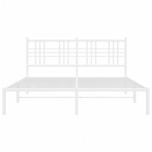 Sengeramme med sengegavl i metal 150 x 200 cm - hvid