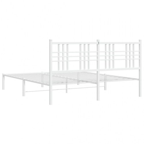Sengeramme med sengegavl i metal 150 x 200 cm - hvid