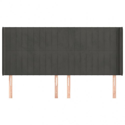 Sengegavl med kanter 183 x 16 x 118/128 cm - mørkegrå