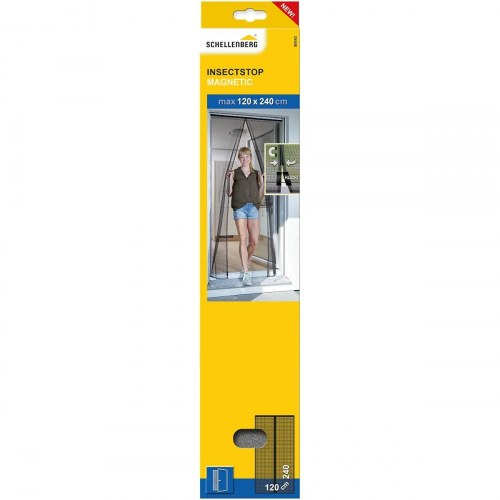 Schellenberg insektgardin til dør - magnetisk glasfiber, antracit 120 × 240 cm