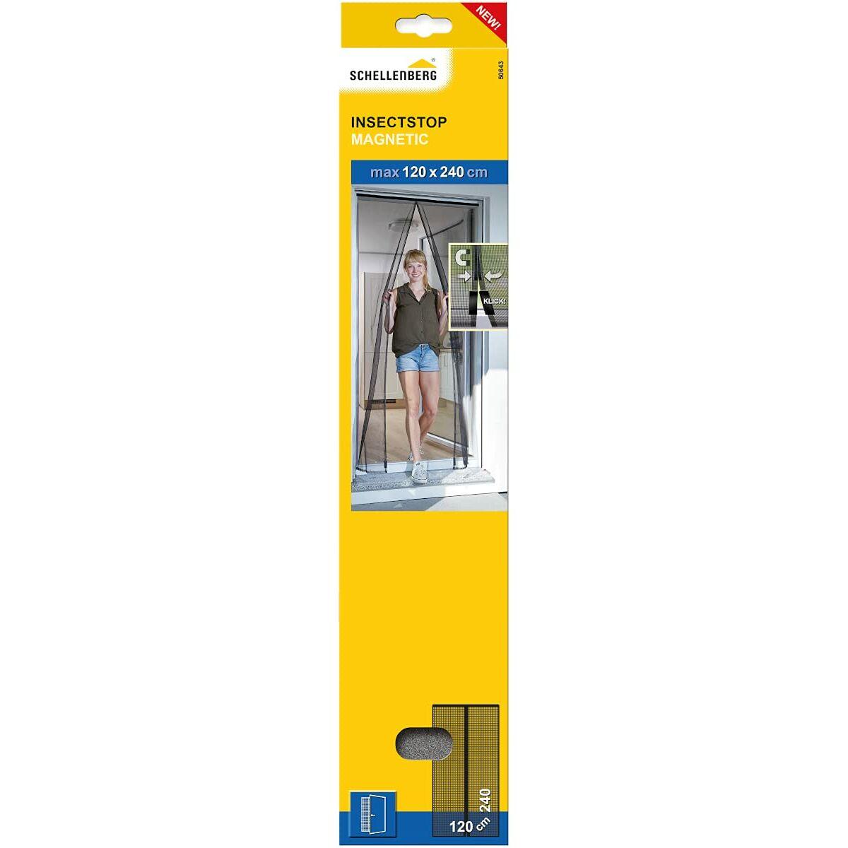 Schellenberg insektgardin til dør - magnetisk glasfiber, antracit 120 × 240 cm