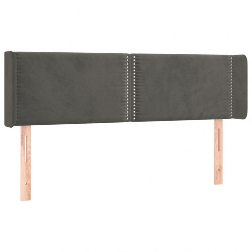 Sengegavl med LED-lys i fløjl 147 x 16 x 78/88 cm - mørkegrå