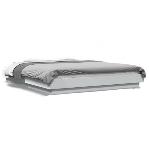 Sengeramme med LED-lys 160 x 200 cm - hvid