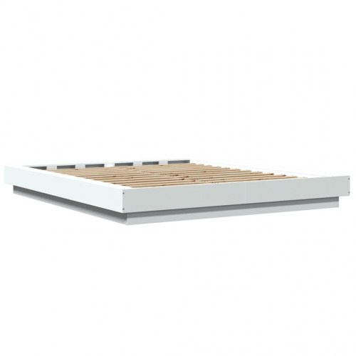 Sengeramme med LED-lys 160 x 200 cm - hvid
