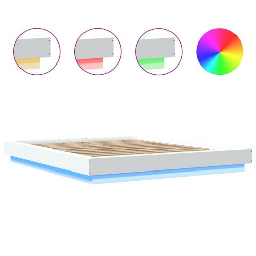 Sengeramme med LED-lys 160 x 200 cm - hvid