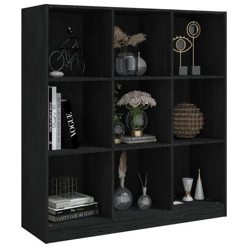 Bogskab/rumdeler 104x33,5x110 cm massivt fyrretræ sort