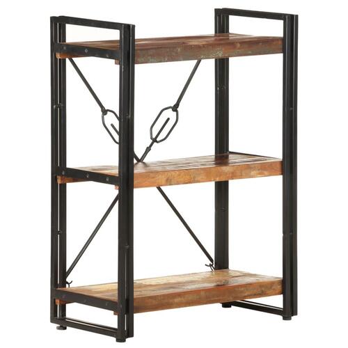 Bogreol m. 3 hylder 60x30x80 cm massivt genbrugstræ
