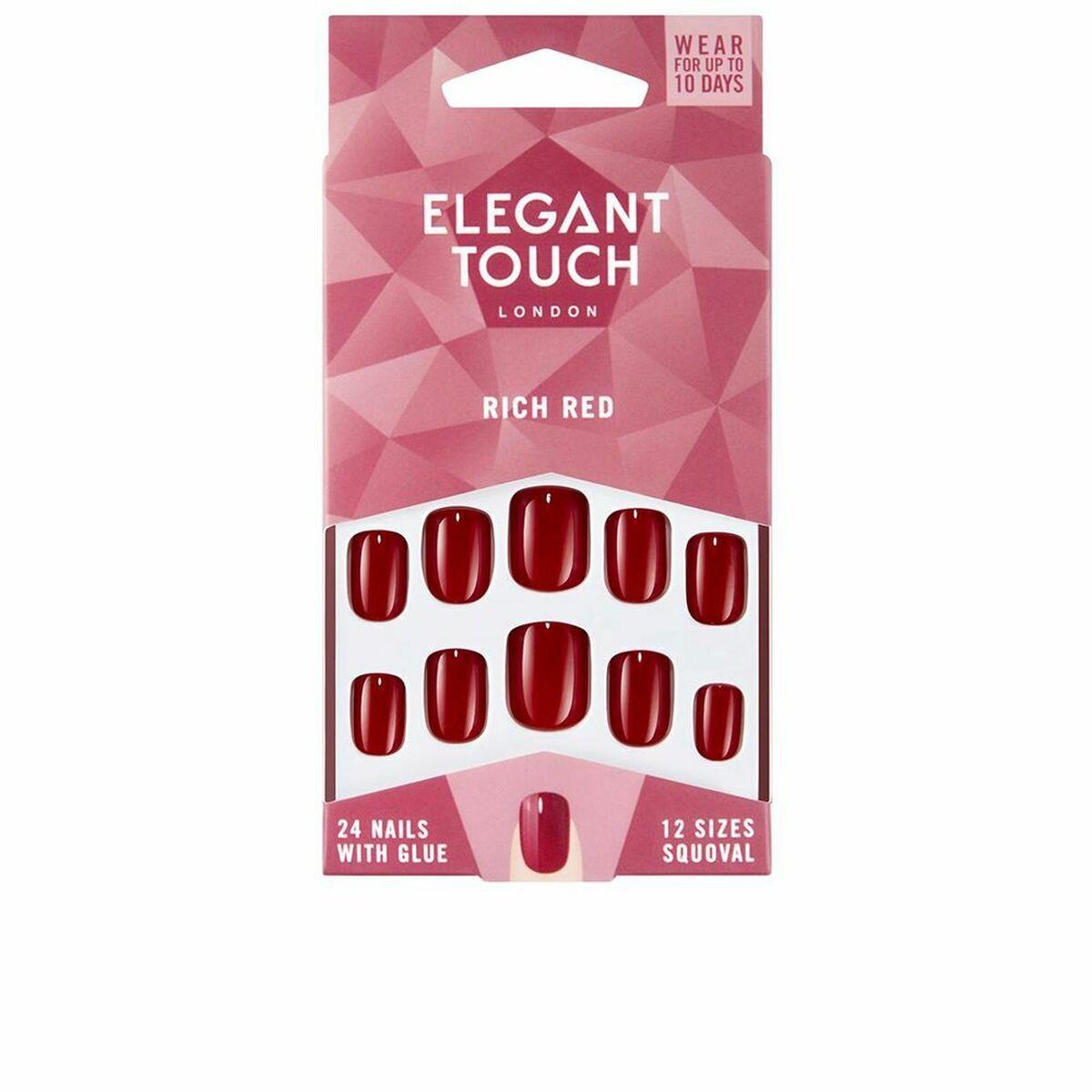 Kunstige negle Elegant Touch Polished Colour Afrundet Rich Red - 24 stk
