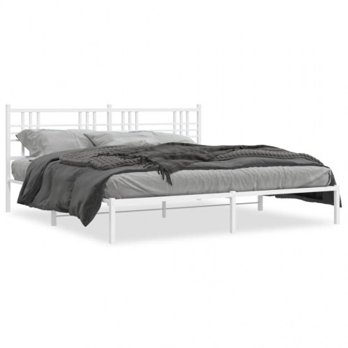 Sengeramme med sengegavl 200 x 200 cm - hvid