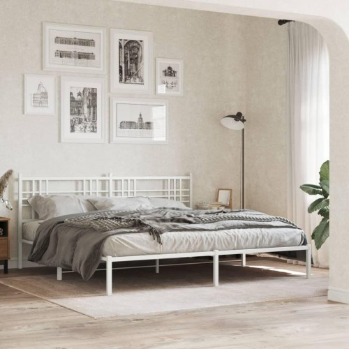 Sengeramme med sengegavl 200 x 200 cm - hvid