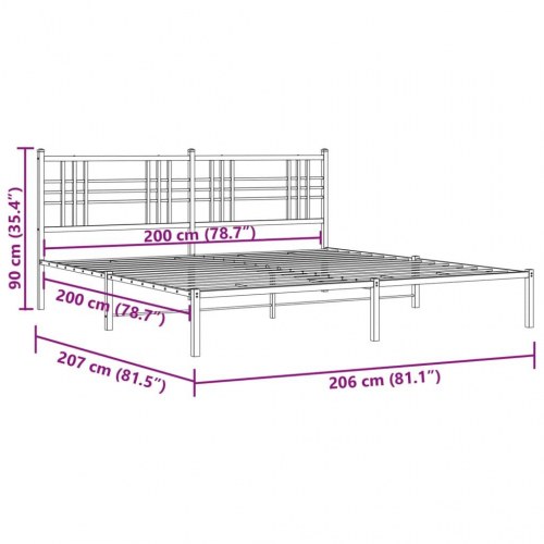 Sengeramme med sengegavl 200 x 200 cm - hvid