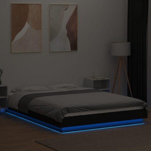 Sengeramme med LED-lys 120 x 190 cm - sort