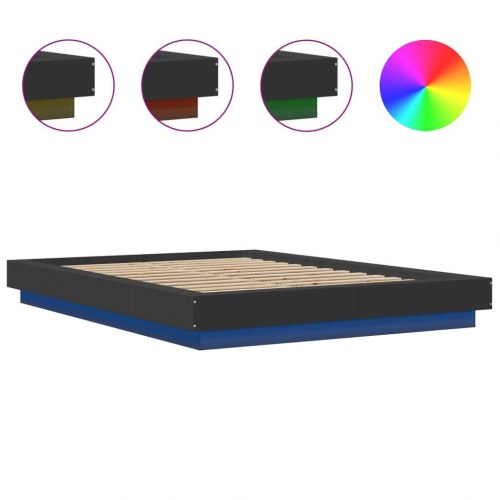 Sengeramme med LED-lys 120 x 190 cm - sort