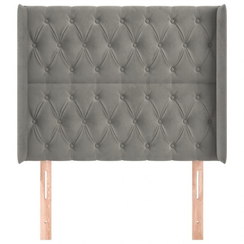 Sengegavl med kanter 103 x 16 x 118/128 cm - lysegrå