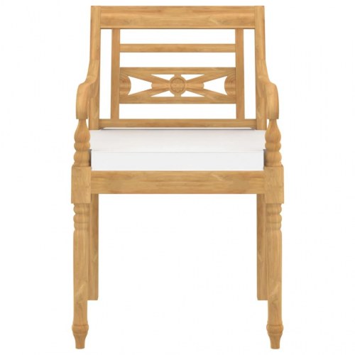 Batavia-stole med hynder 4 stk. massivt teaktræ