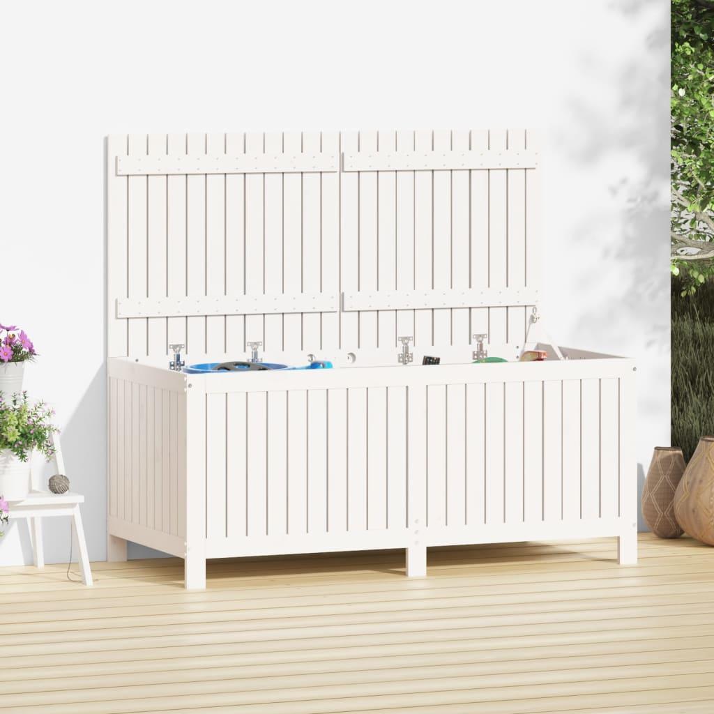 Opbevaringskasse til haven 147x68x64 cm massivt fyrretræ hvid