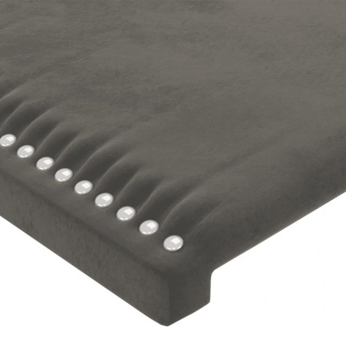 Sengegavl med LED-lys i fløjl 163 x 16 x 78/88 cm - mørkegrå