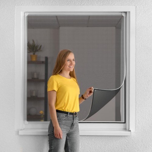 Schellenberg magnetisk myggenet med ramme, glasfiber, hvid 100 x 120 cm