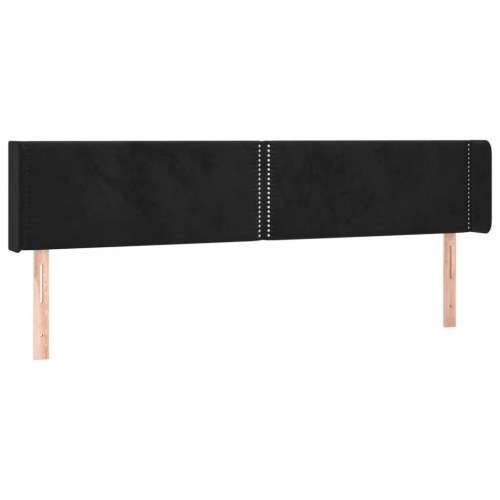 Sengegavl med LED-lys 163x16x78/88 cm - fløjl, sort